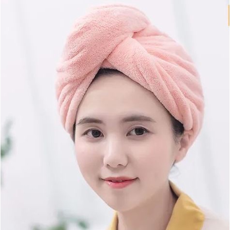 Khăn ủ tóc đa năng, khăn quấn tóc gội đầu 2 lớp lông cừu san hô mềm mại thấm hút tốt