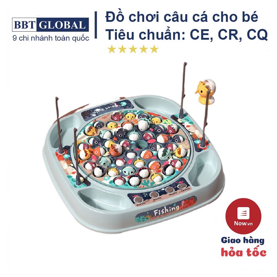 Đồ chơi câu cá CỠ LỚN 50 chi tiết gồm 45 cá, 4 cần, 1 bàn xoay có đèn và nhạc BBT Global 889-213