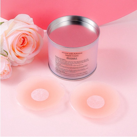 FLASHSALE Miếng dán ngực Silocon, dán ti Hộp hồng 5 cặp siêu dính tái sử dụng được nhiều lần