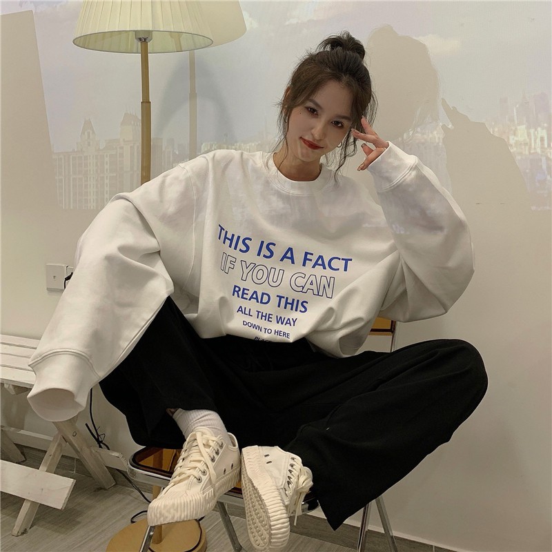 Áo Sweater THIS IS A FACT phong cách Ulzzang Hàn Quốc tay dài họa tiết in hình phong cách cá tính CoolZ CZ506 | WebRaoVat - webraovat.net.vn