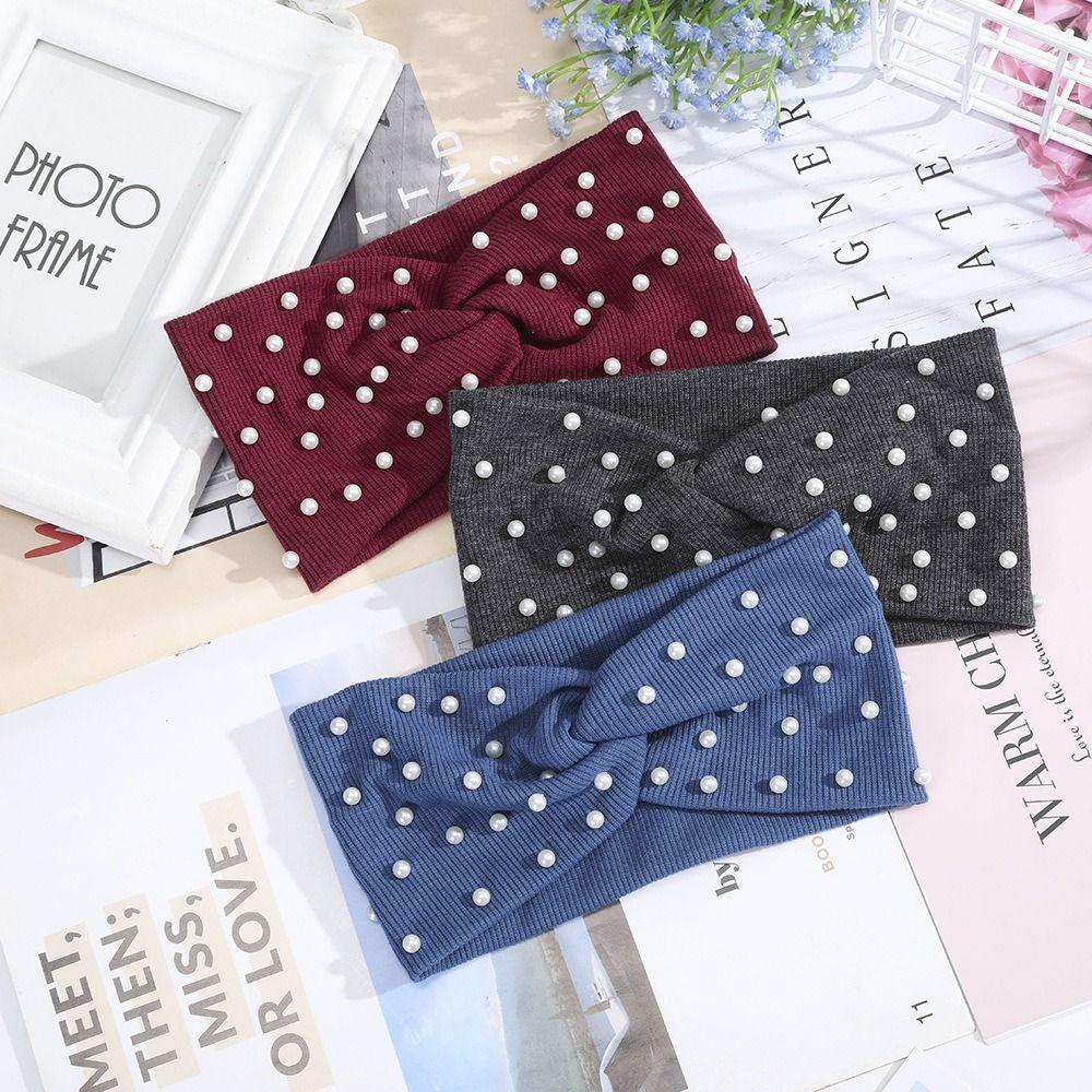 Băng Đô Cài Tóc Co Giãn Đính Hạt Ngọc Trai Dành Cho Nữ Tập Yoga