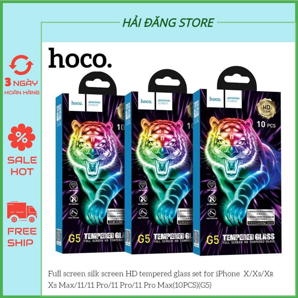 Kính Cường Lực Full Màn  Hoco G5 Cho Iphone 6G/6S/7G/8G/7PLUS/8PLUS/X/XS/XSMAX/11/11PROMAX/12PRO MAX