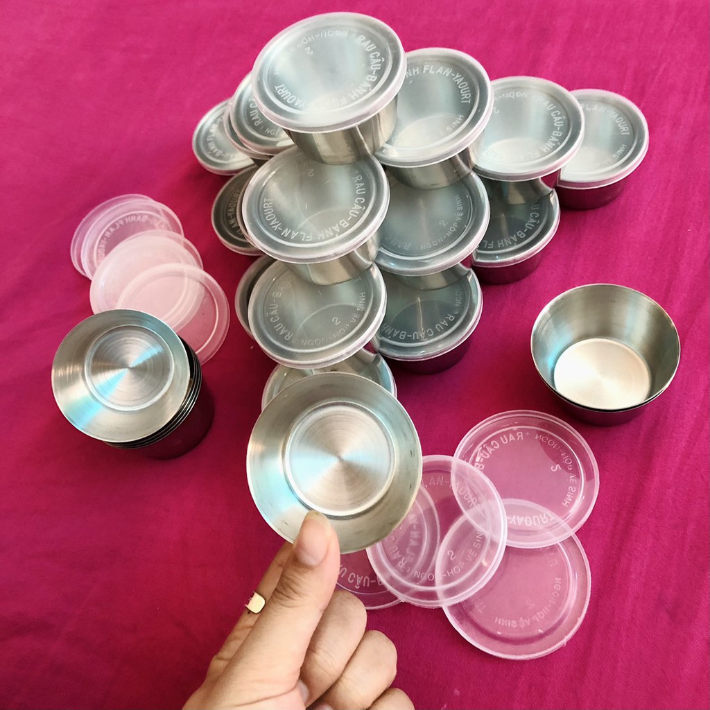 Khuôn bánh flan Inox 304 - có nắp đậy size 6cm - 7cm