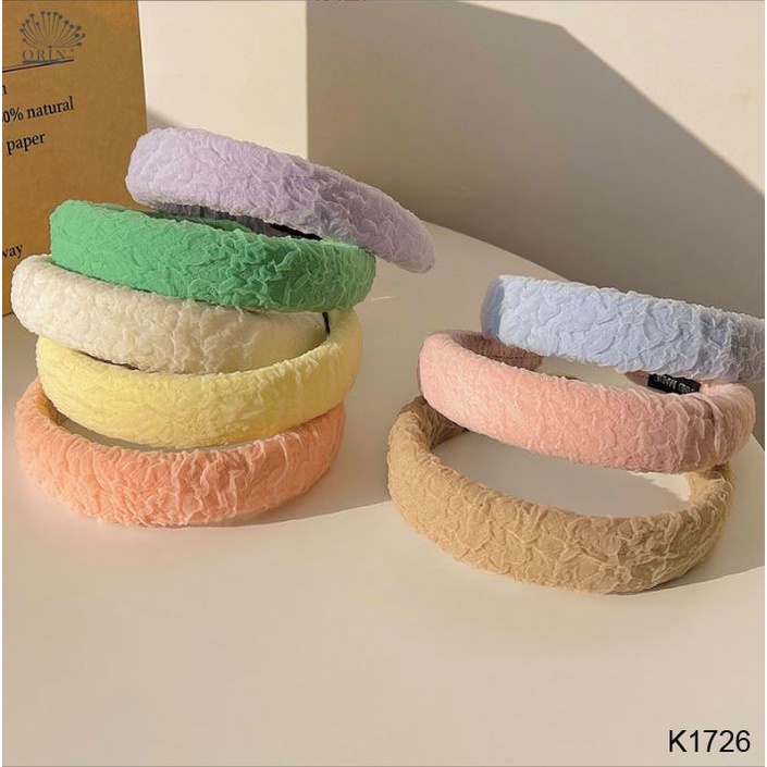 Băng đô cài tóc vải nhún nhiều màu sang trọng cao cấp thanh lịch Orin K1726