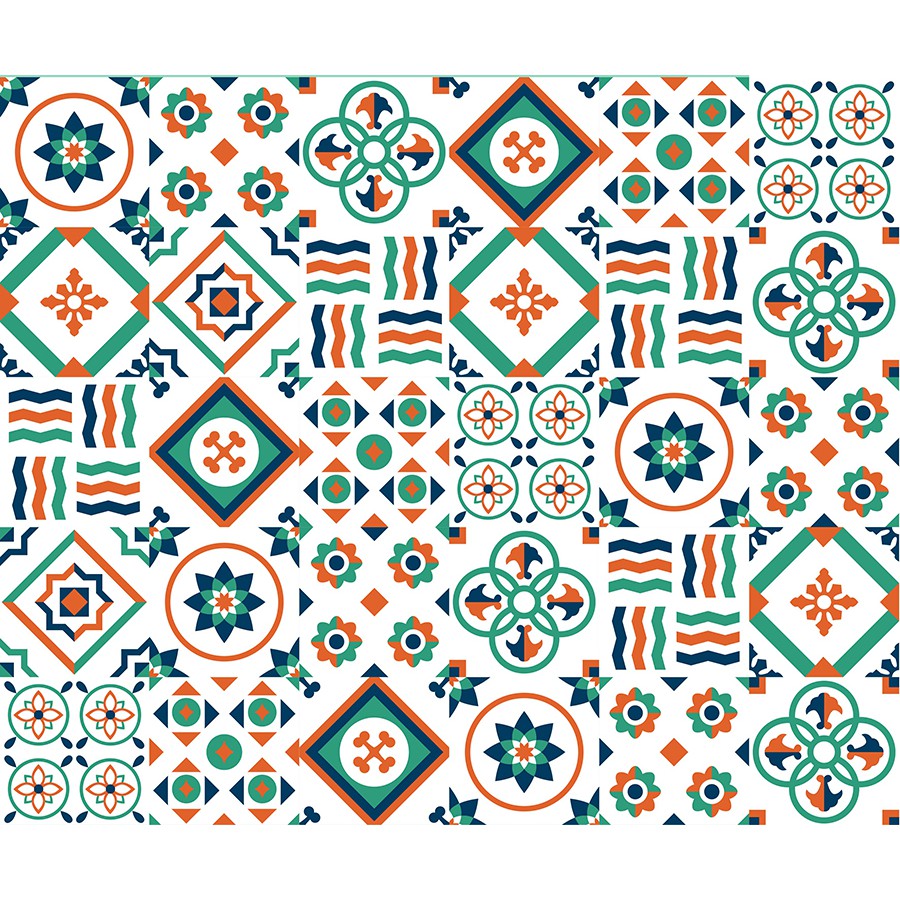 Decal Gạch Bông H49 - Set 30 ô 20x20cm - Decal Dán tường Trang trí - Viet Decor