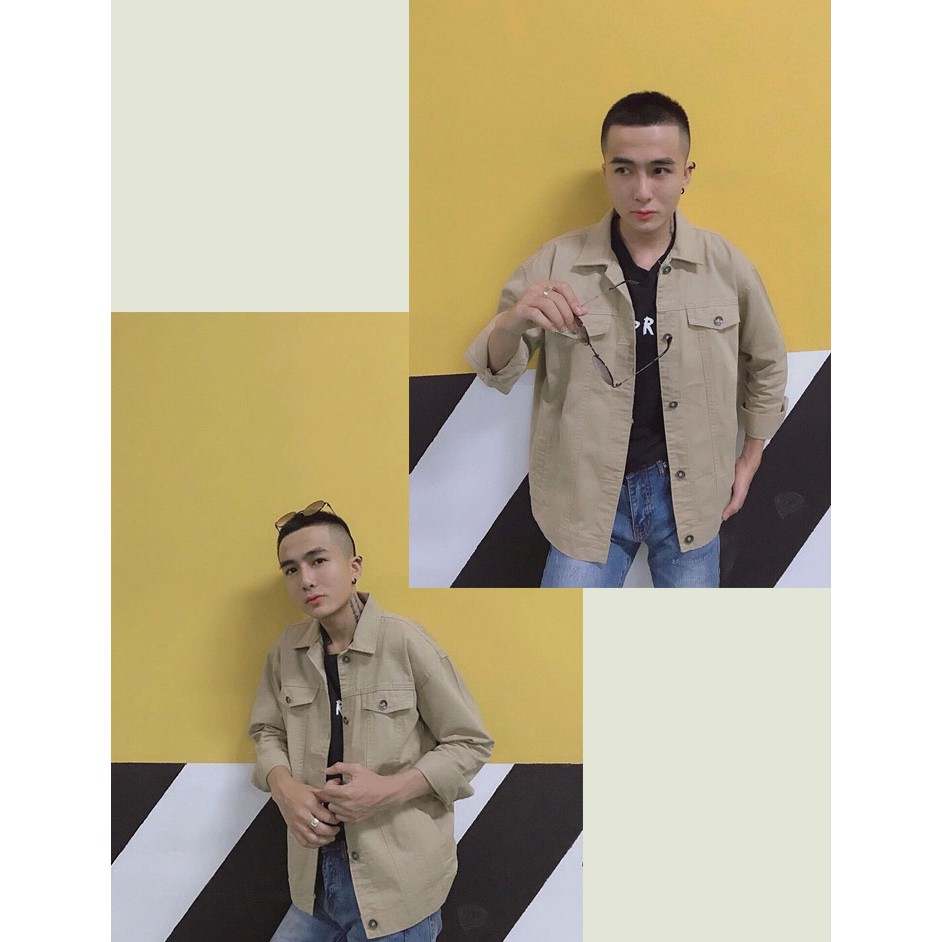 Áo Khoác Jean Kaki Cao Cấp Mẫu Wawa 20 màu vàng, thiết kế cổ điển sáng tạo cực chất, Mua Ngay