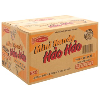 Thùng 24 ly mì ăn liền mini Handy hảo hảo vị bò sa tế 53g