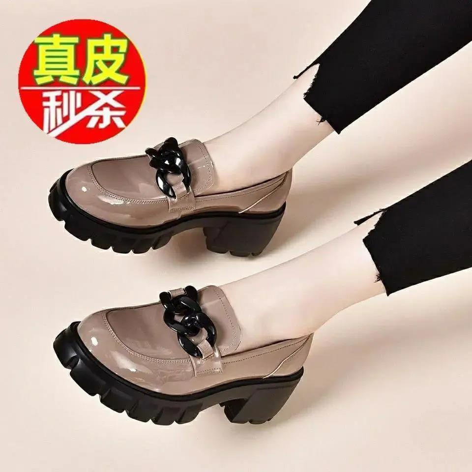 Real leather Love shoes, new soft soles, leisure shoes, thick soles, small  leather shoes, single shoes. | Shopee Việt Nam