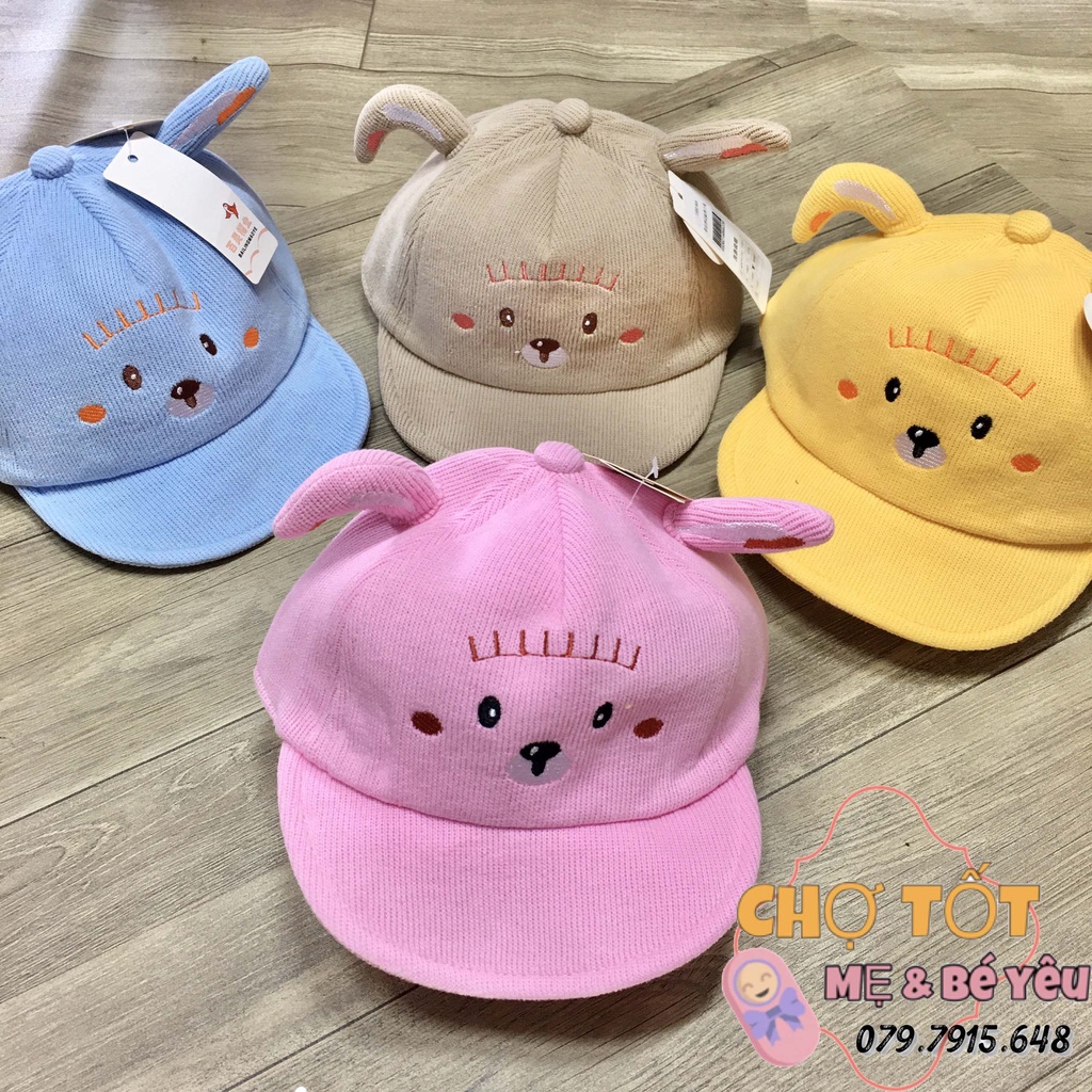 Mũ, Nón Lưỡi Trai Vải Nhung Mềm Cho Bé 6-18 Tháng (hình cún cho trai và gái)