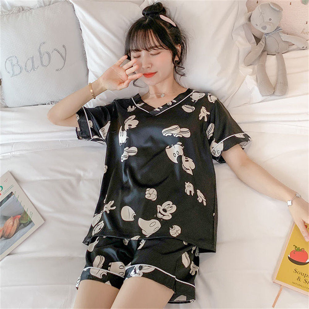 Đồ Bộ Nữ ❤️FREESHIP❤️ Bộ Đồ Ngủ Lụa pijama cộc tay mặc nhà cute hoạt hình họa tiết dễ thương BN23 | BigBuy360 - bigbuy360.vn