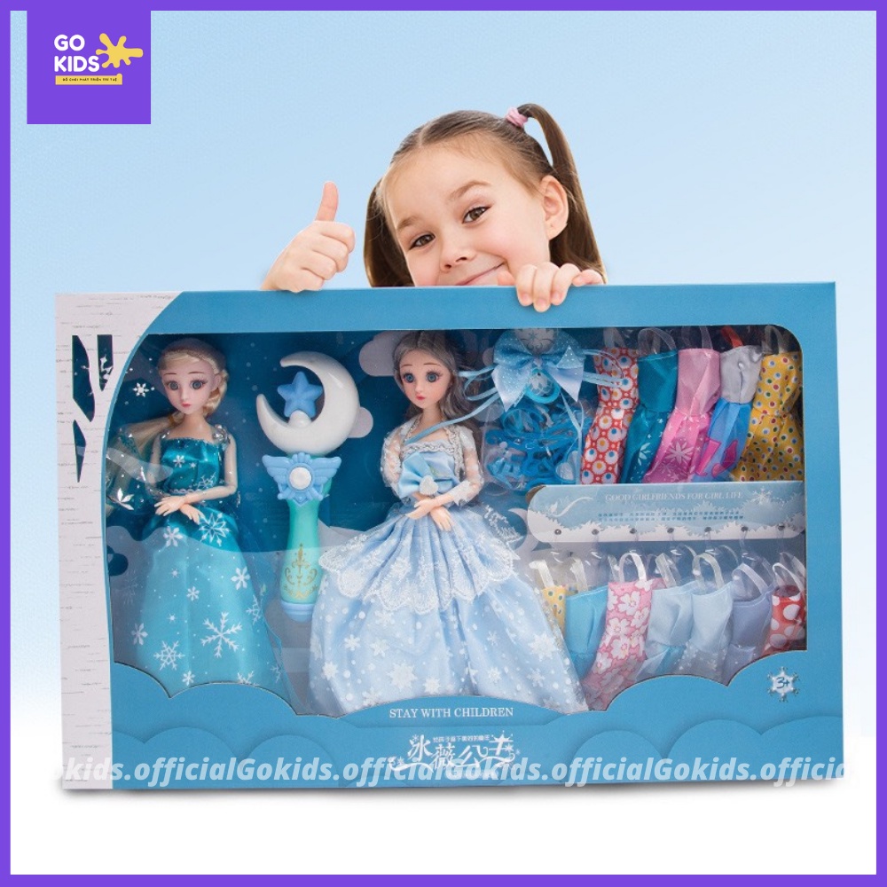 Hộp quà tặng búp bê công chúa băng giá Elsa ( kèm 12 bộ váy)