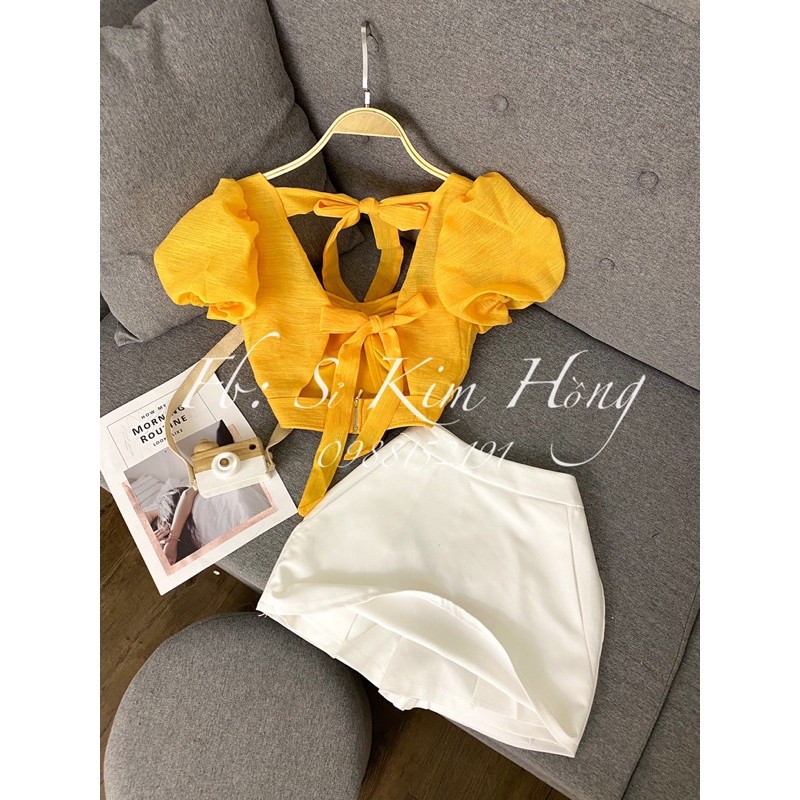 Áo kiểu hở lưng croptop , hình shop tự chụp