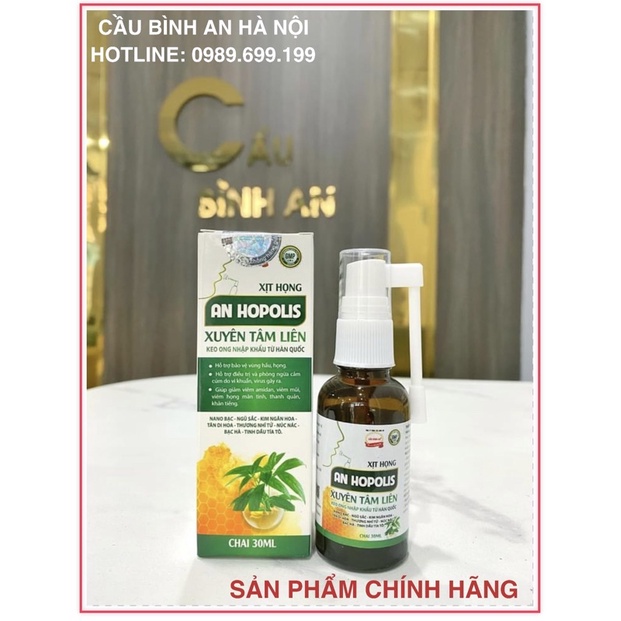 Xịt họng keo ong Xuyên Tâm Liên Cầu Bình An chai 30ml