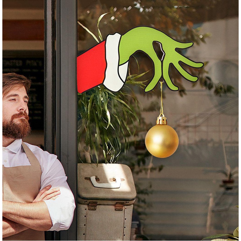 YIYU 1 Miếng Dán Tường Trang Trí Giáng Sinh Hình Tên Cướp Giáng Sinh Sáng Tạo