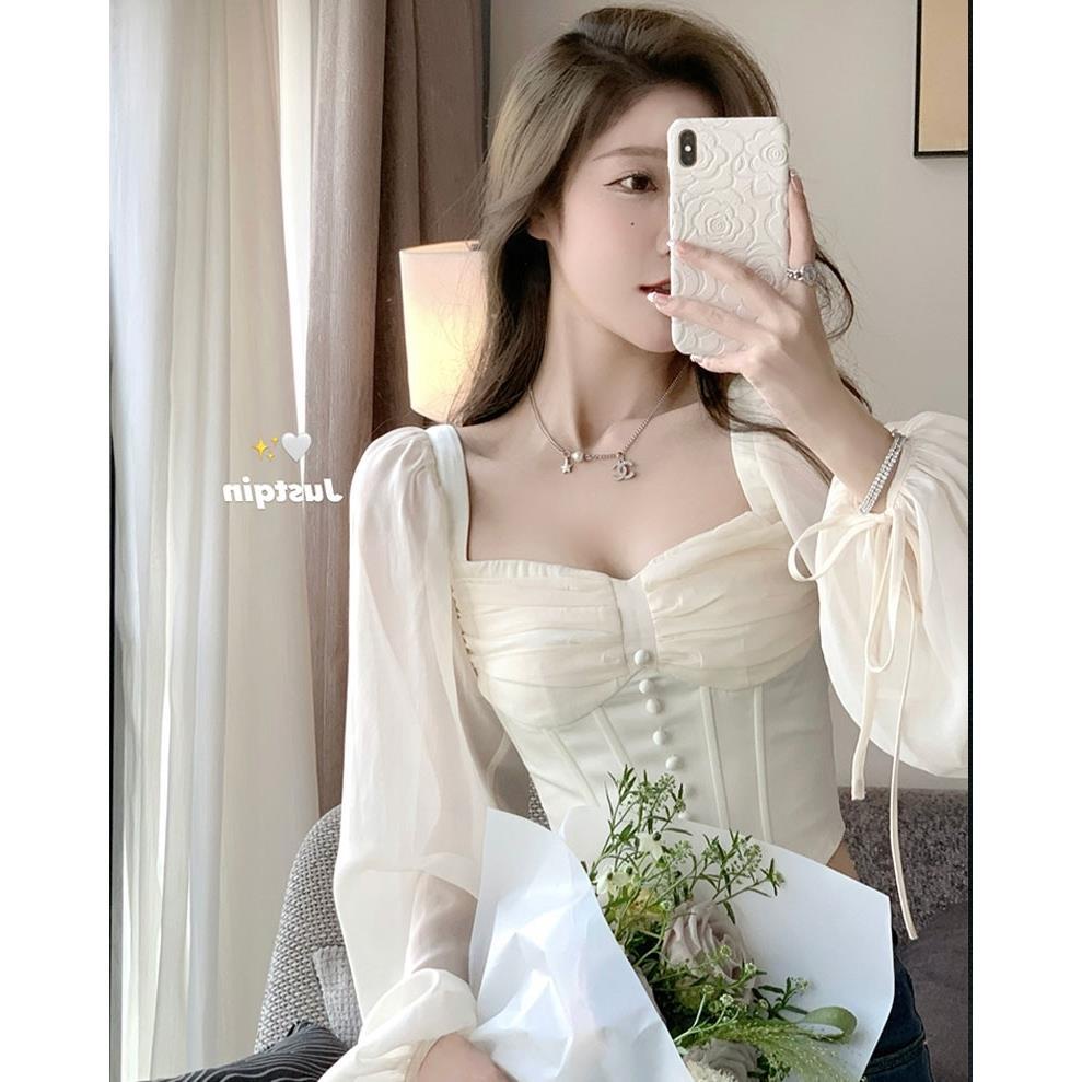 Áo Sơ Mi Trễ Vai JustQin Phong Cách Mùa Xuân Mới 2022