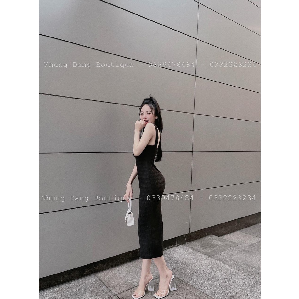 Đầm Body 2 Dây Bảng Lớn Có Dây Kéo Bên Chất Thun Xốp Thích Hợp Mặc Đi Tiệc Đi Làm Đi Chơi