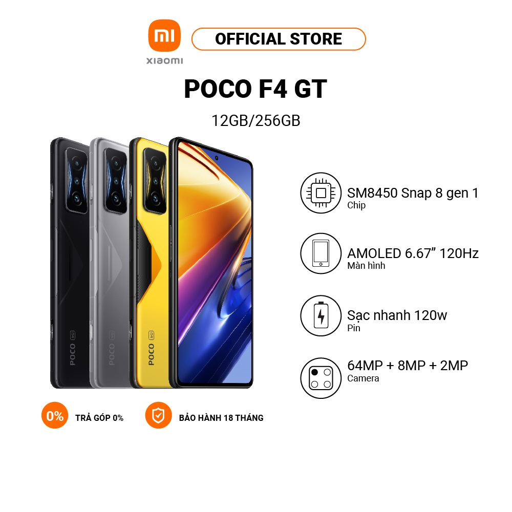 [ELBMO6 giảm 12% đơn 500K tối đa 200K]Điện thoại POCO F4 GT 12+256GB AMOLED 120Hz/Snapdragon 8 Gen 1/12GB-256GB/120W Cha