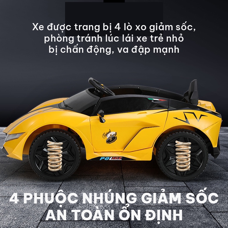 Xe ô tô điện trẻ em ghế ngồi lái rộng rãi thoải mái động cơ mạnh mẽ di chuyển trên mọi địa hình chất liệu nhựa bền bỉ