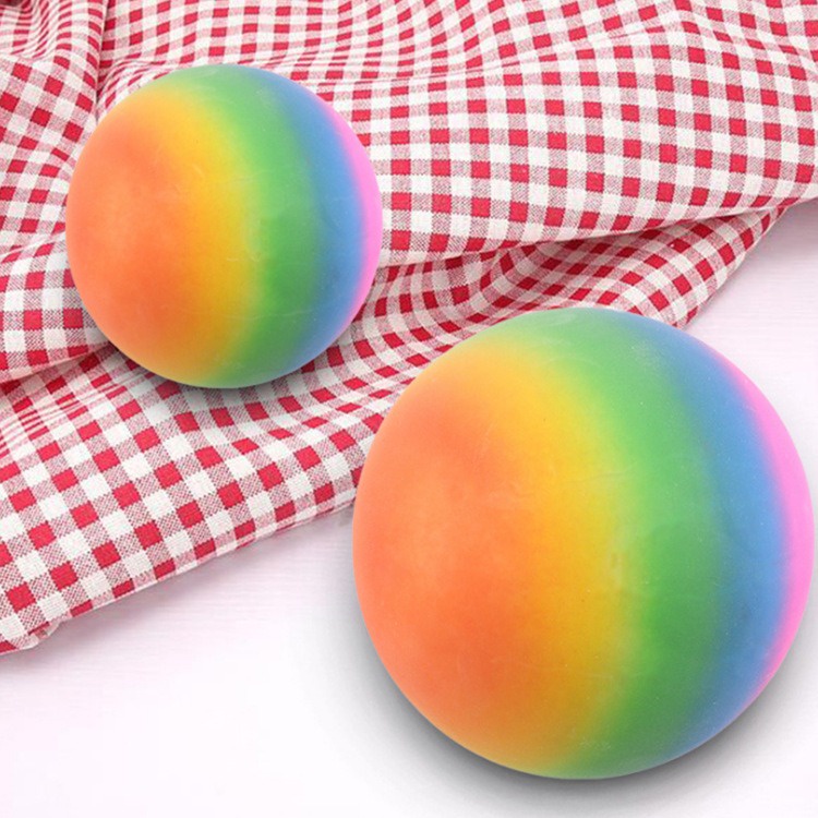 Squishy bóng cầu vồng 7 màu đồ chơi bóp tay mềm mịn dễ thương chân thực giảm stress co dãn