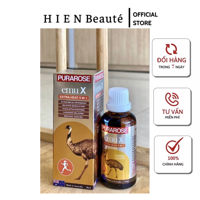 Dầu Nóng Xoa Bóp Đà Điểu Purarose Emu X Extra Heat 5 in 1 - Úc