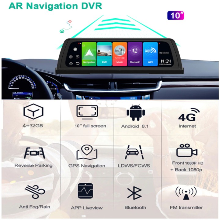 Camera hành trình tích hợp camera lùi Whexune V900 đặt taplo ô tô 4G, wifi, android 8.1, 10 inch - Hàng Nhập Khẩu | BigBuy360 - bigbuy360.vn