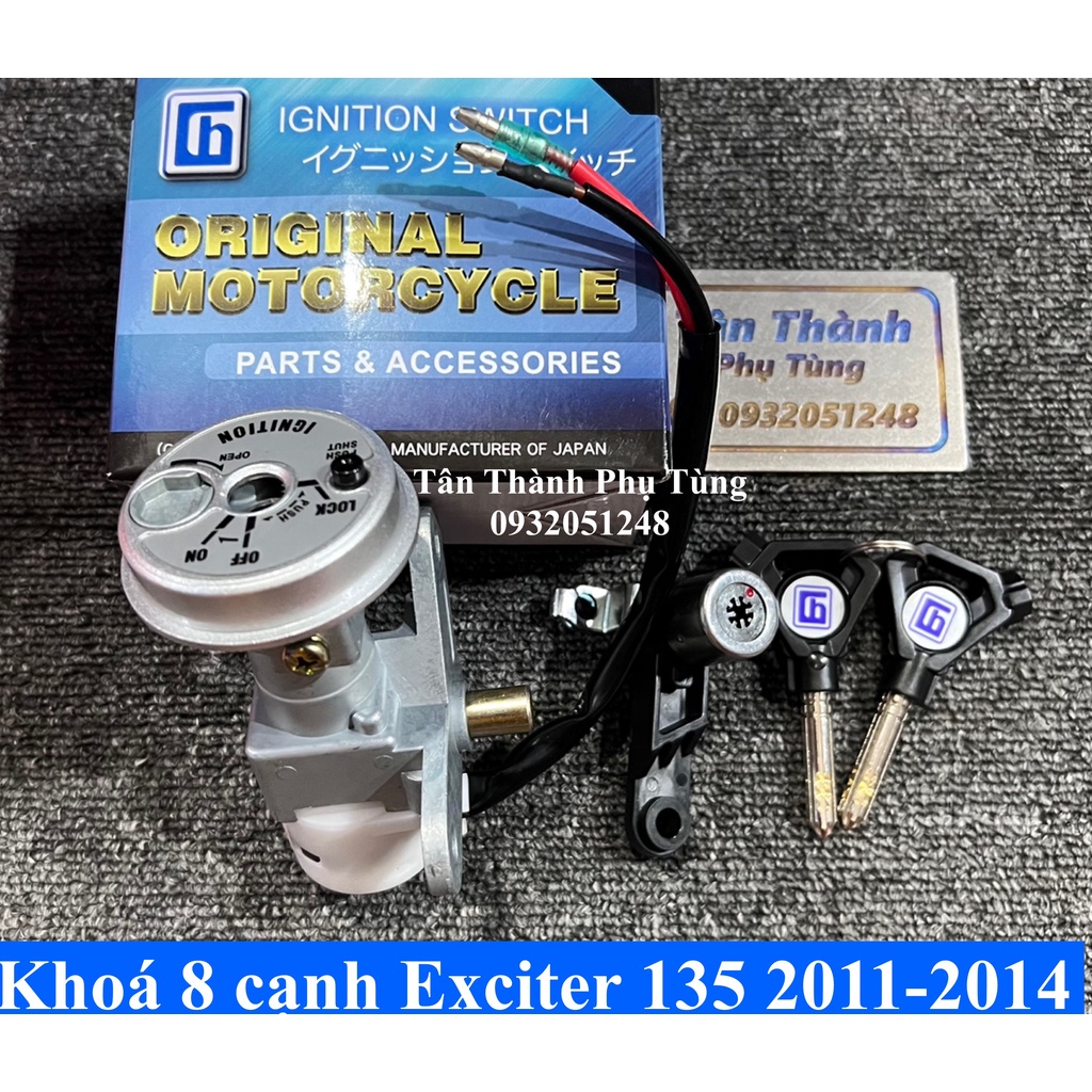 Bộ khoá Exciter 135 2011-2014 8 cạnh kèm khoá yên