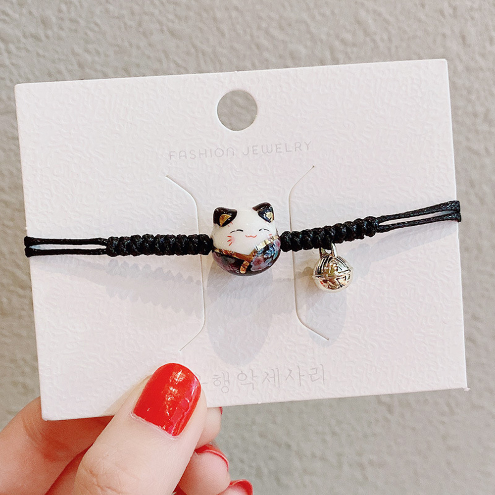 Vòng tay bện mặt dây hình mèo dễ thương thời trang cho nữ