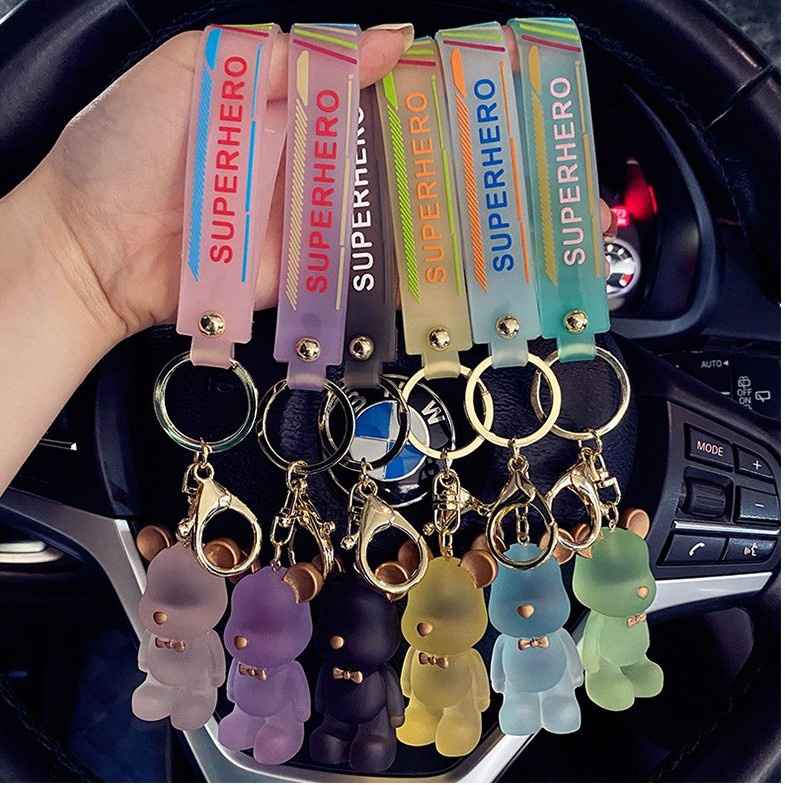 Móc Khóa Gấu Bạo Lực Tráng Men Hoạt Hình Dễ Thương, Móc Chìa Khóa Xe Máy, Ô Tô, Móc Treo Balo, Túi Xách