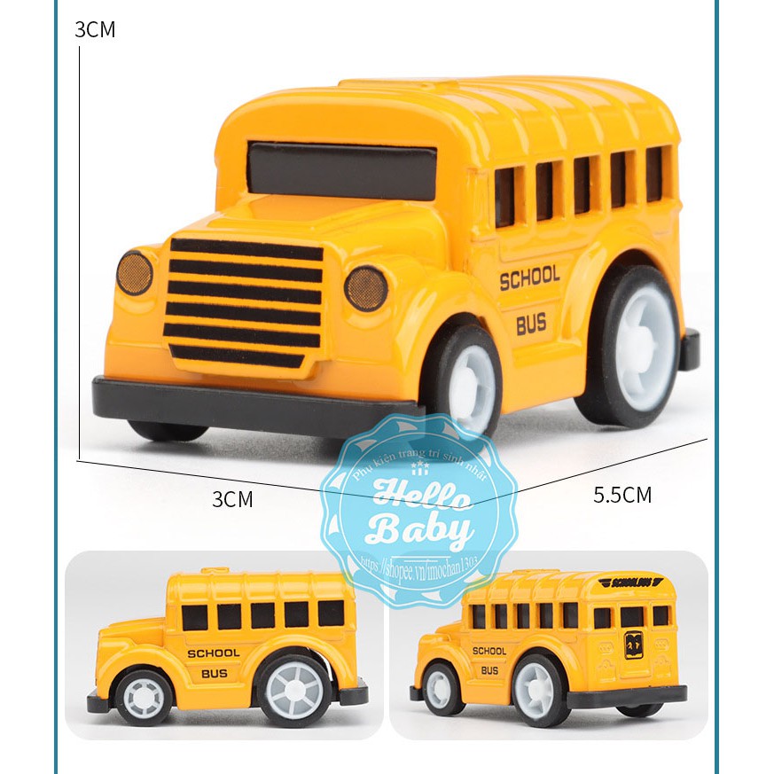 Set 5 xe sắt đồ chơi cho bé School Bus, Cứu Thương, Cứu Hộ, Môi Trường