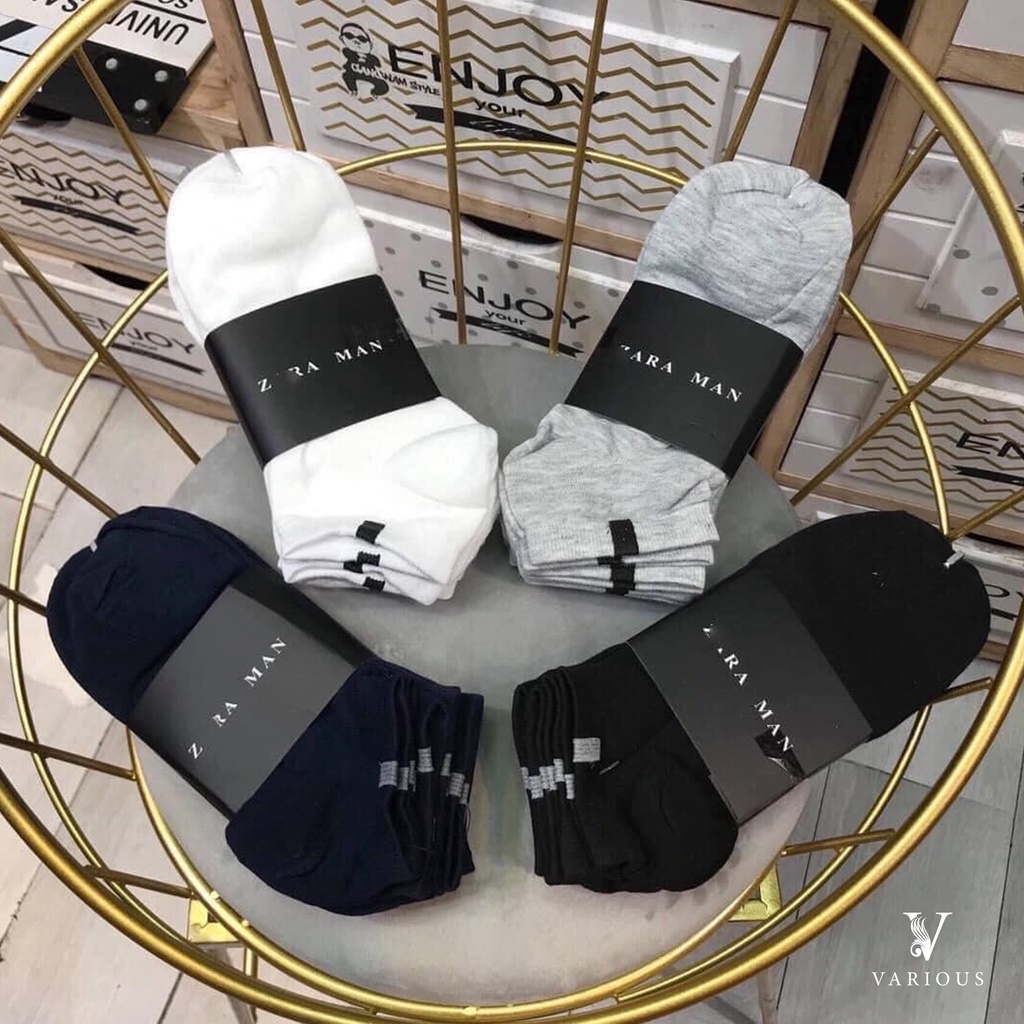 Tất Nam Zara Man Cổ Ngắn Loại Trơn Co Giãn Tốt Thấm Hút Mồ Hôi