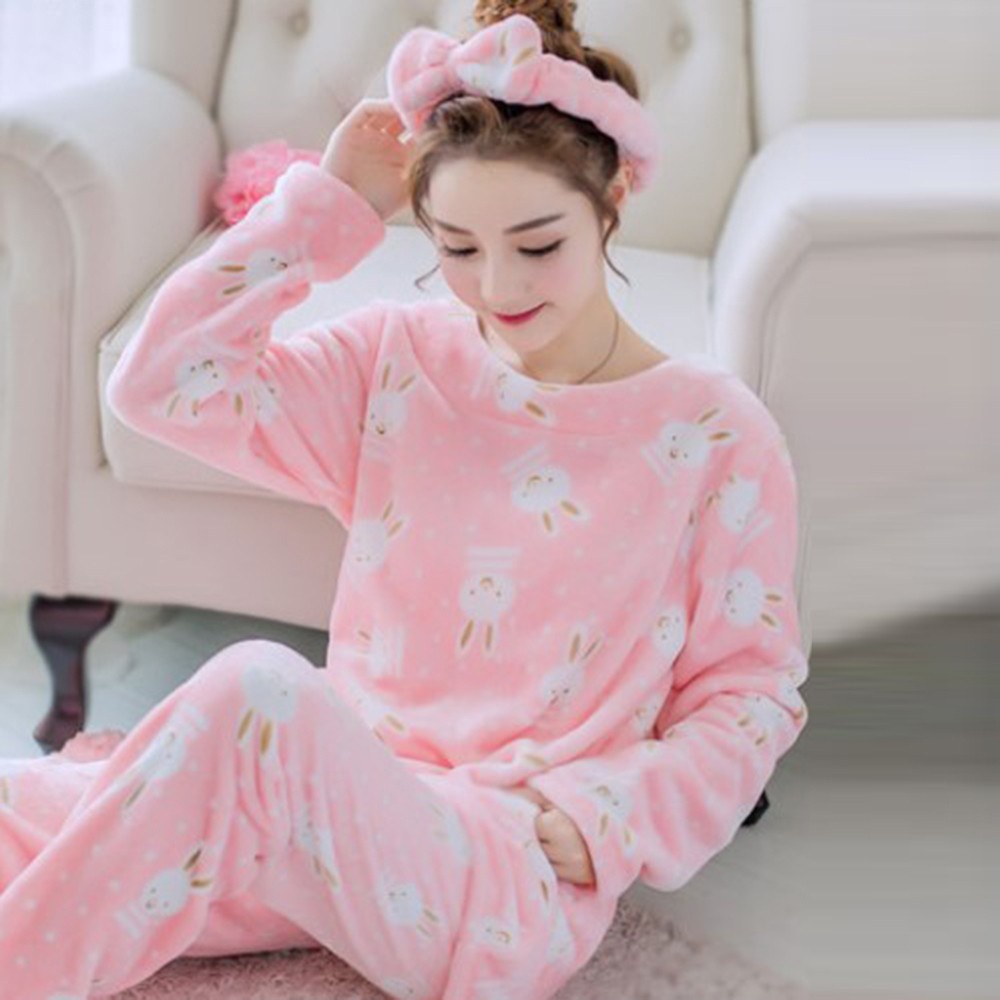 Bộ Đồ Ngủ Vải Bông In Họa Tiết Dễ Thương Size M-2Xl Cho Nữ | BigBuy360 - bigbuy360.vn