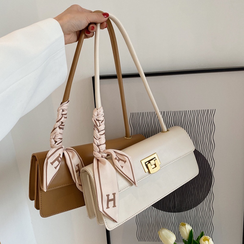 Túi đeo vai IELGY cứng phối khóa kèm khăn lụa thiết kế thời trang cho nữ