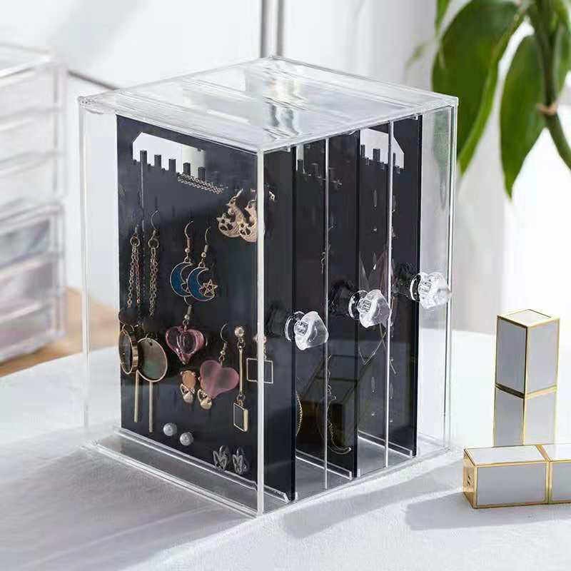 Tủ Treo Bông Tai, Trang Sức Trong Suốt 2 Màu Đen Và Trắng