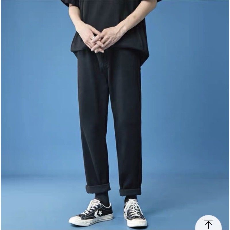 quần baggy jean nam đen trơn chất bò ống rộng dáng suông cao cấp đẹp 020 | BigBuy360 - bigbuy360.vn