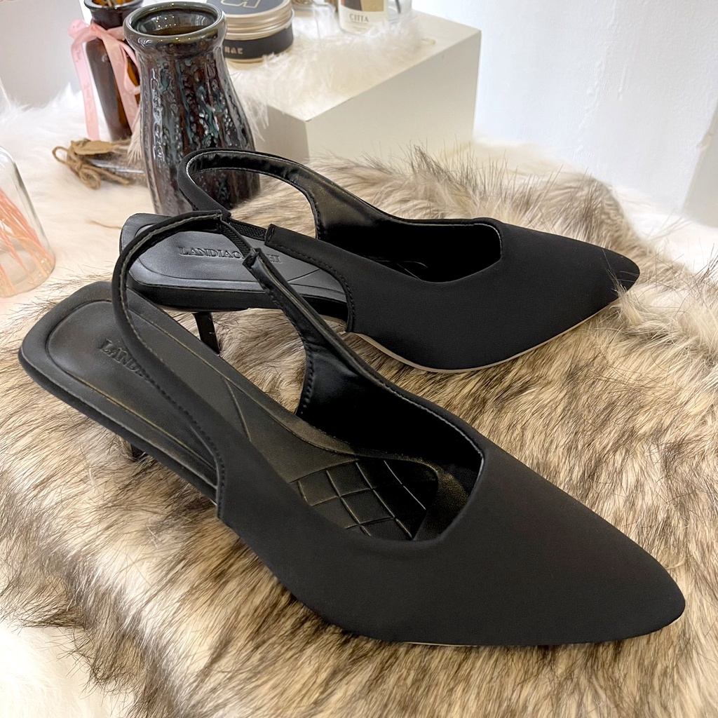 Giày cao gót nữ, sandal Nữ cao 5cm mũi nhọn gót nhọn dáng sandal slingback thời trang công sở đẹp 11020061