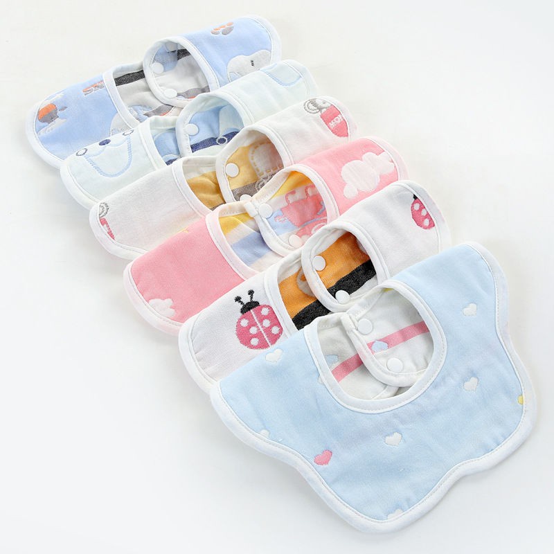 Yếm xô hoa 6 lớp 2 mặt xoay tròn 100% cotton họa tiết dễ thương, thoáng mát cho bé