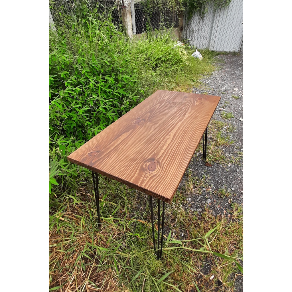 Bàn làm việc gỗ tự nhiên - Bàn làm việc chân sắt 100% gỗ thông - Bàn Vintage siêu Chill  - Nhỏ Decor