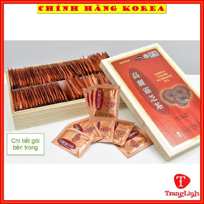 Trà sâm hộp gỗ Okinsam chính hãng - Trà hồng sâm hàn quốc hộp 100 gói - tranglinhkorea