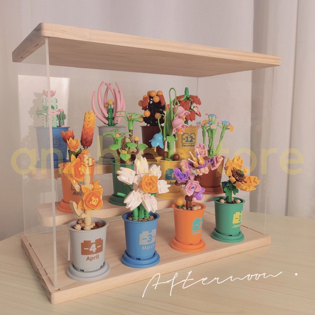 Đồ Chơi Lắp Ráp Chậu Hoa 3d Mini Hướng Dương Xương Rồng Decor Trang Trí Làm Quà Tặng Cho Bé Gái annhienstore