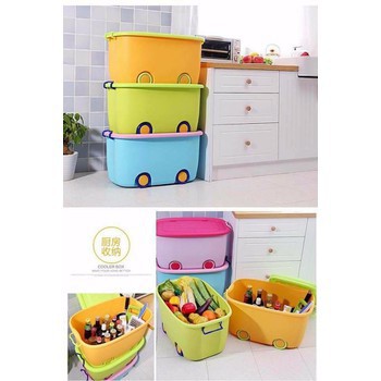 Thùng Đựng Đồ Chơi ALPHABET Bằng Nhựa An Toàn Đa Năng Có Bánh Xe Loại To – Kích Thước 58x39x31cm