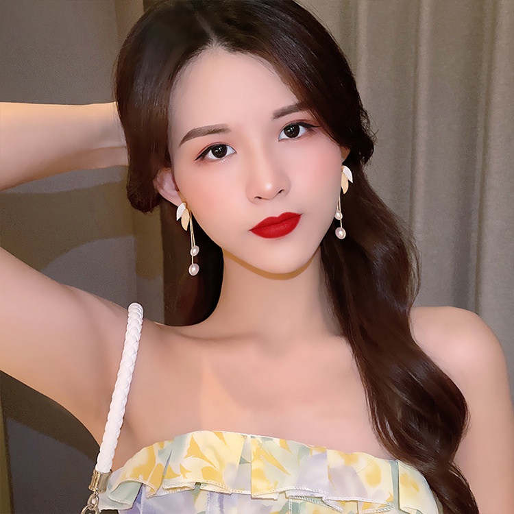 (MớI) Bông Tai HợP Kim Mạ BạC 925 HìNh Lá Xinh XắN