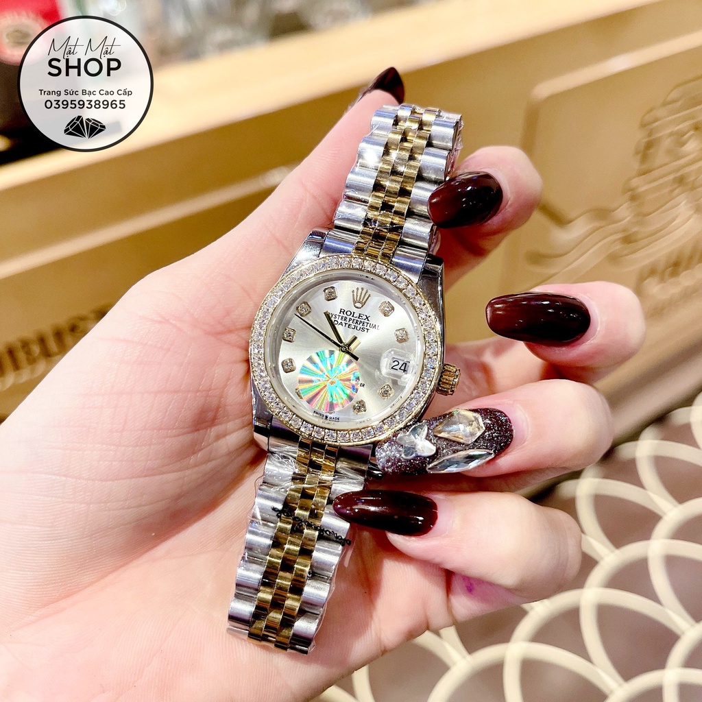 Đồng hồ nữ Dòng Rolex tem 7 màu nay về demi mặt trắng trơn