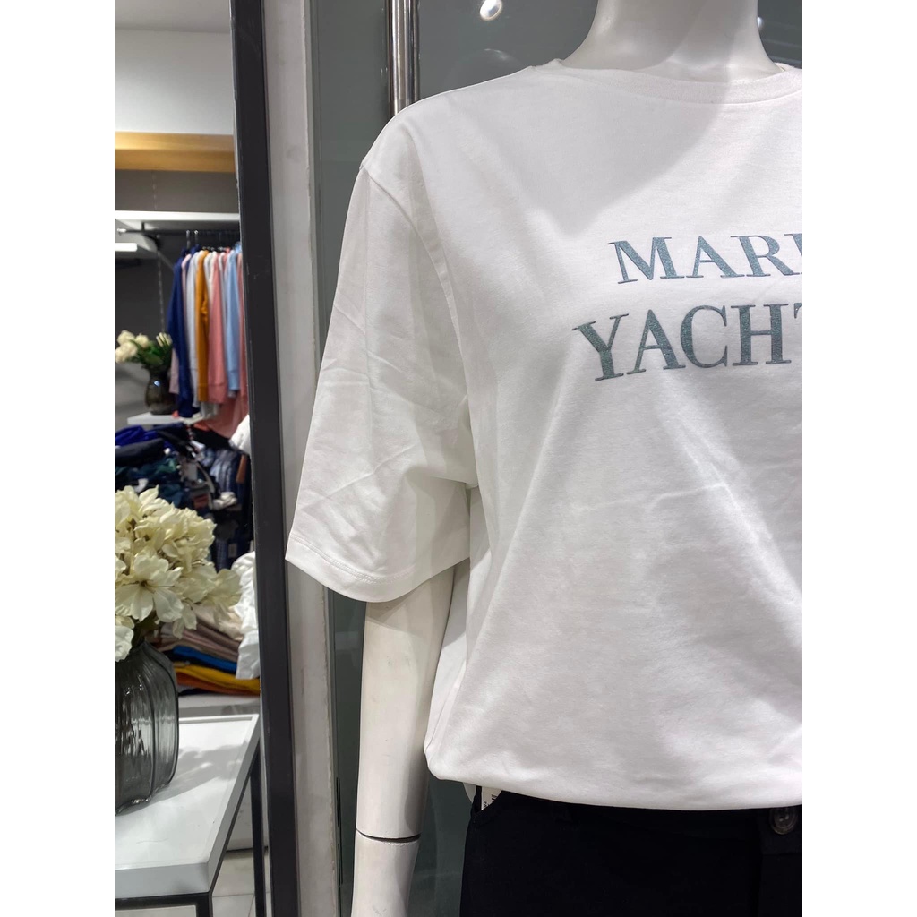 Áo thun nữ trắng chữ đơn giản dễ phối đồ