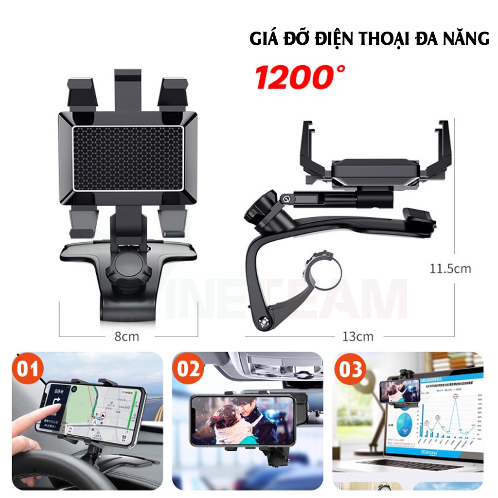 Giá đỡ điện thoại ô tô YB20-9 ,kẹp trên xe hơi xoay 360 độ chống rung treo đa điểm trên taplo, gương chiếu hậu -DC4709