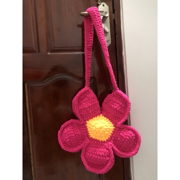 Túi len hoa cúc handmade