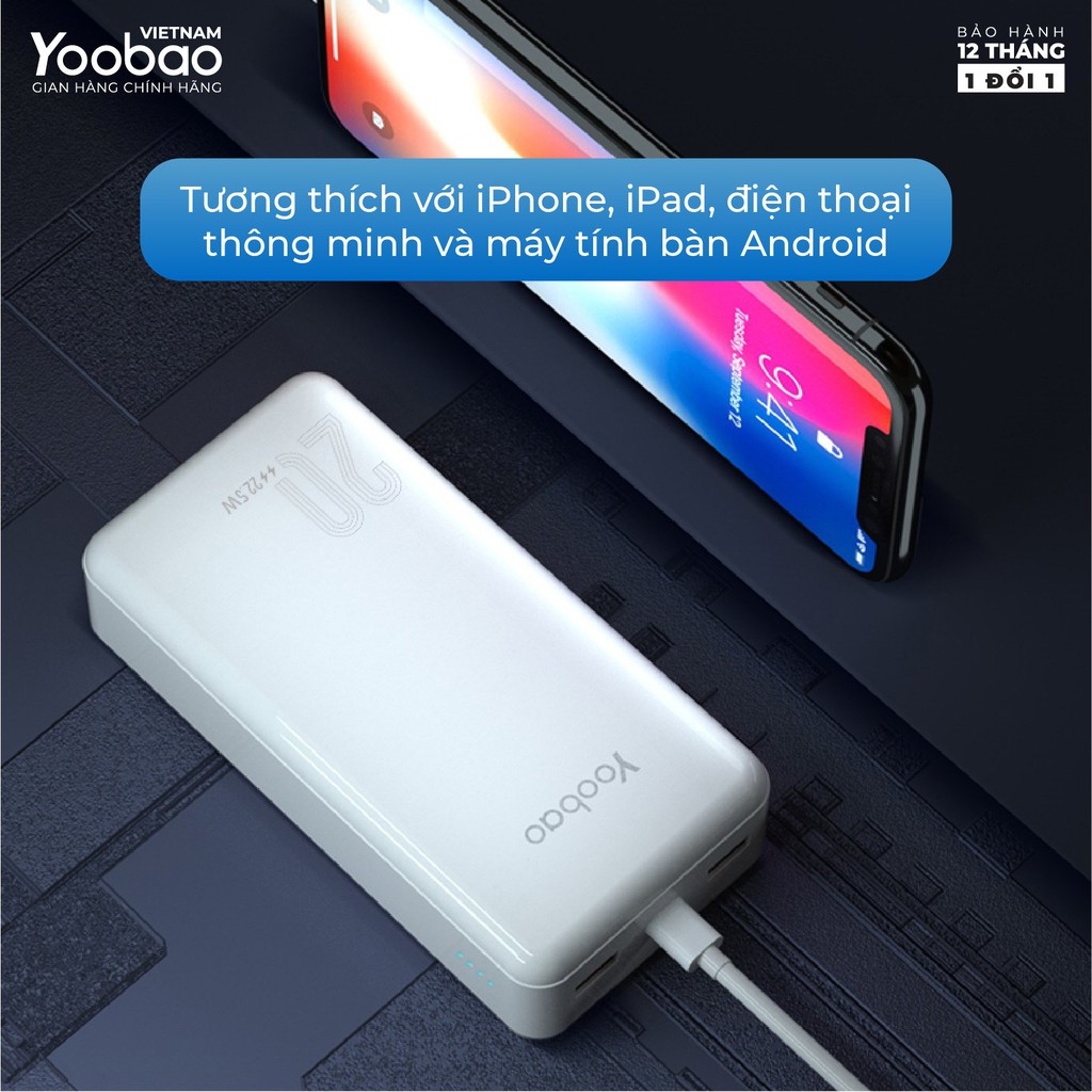 Sạc dự phòng 20000mAh Yoobao D20 Đầu ra 2 cổng USB - Hàng chính hãng - Bảo hành 12 tháng 1 đổi 1