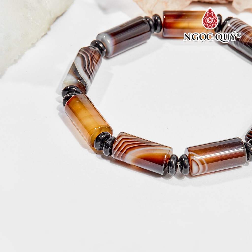 Vòng Tay Mã Não Đen Đốt Tròn 16x8mm - Ngọc Quý
