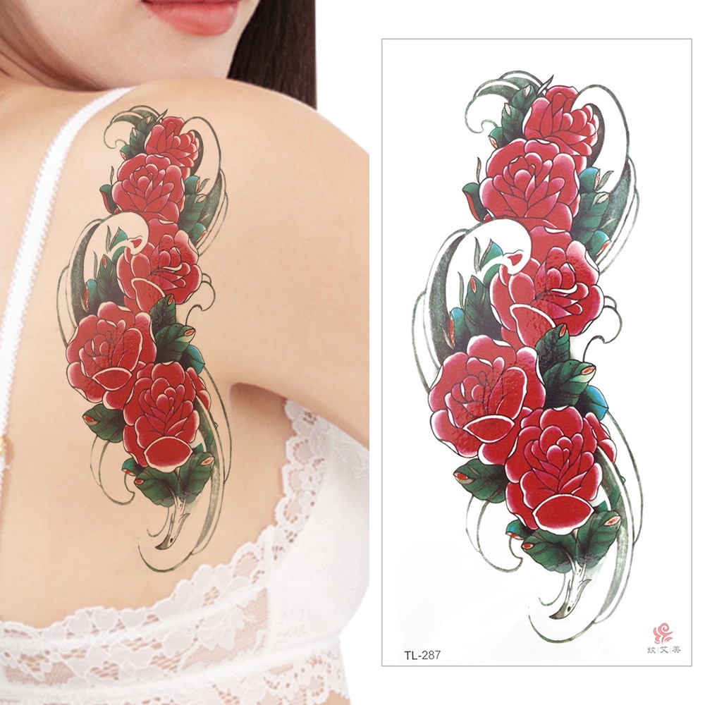 Hình Xăm Tạm Thời Chống Nước Hình Hoa Hồng Thời Trang Cho Nữ