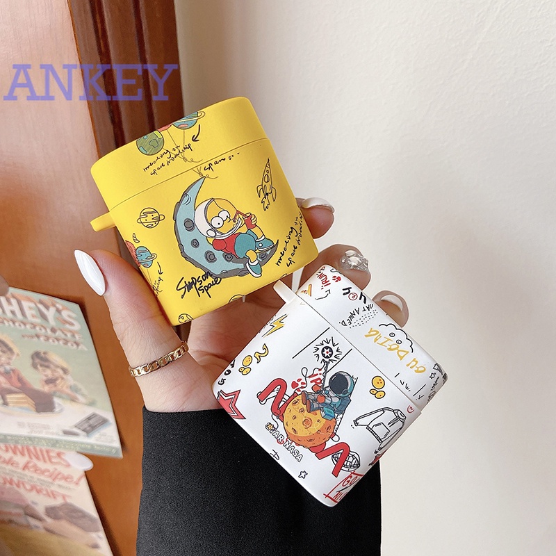 Xiaomi Air 2 Pro 2 2s Mi True Wireless Earphones 2 Simpson astronaut Earphone TPU Silicone Case Earbuds Waterproof Shockproof Case Soft Protective Case Headphone Cover Headset Skin