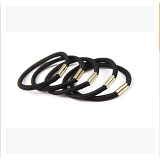 10 dây buộc tóc co dãn màu đen kiểu đơn giản